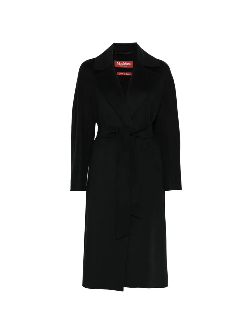 Cles wool-silk wrap coat, black