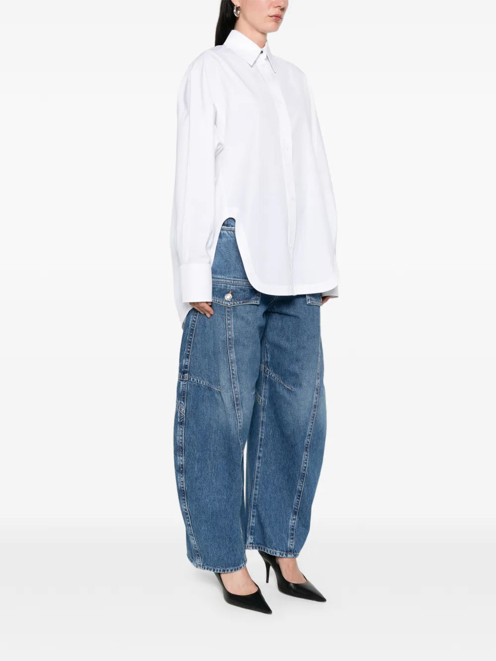 Ovest kimono-style poplin tunic shirt, optical white