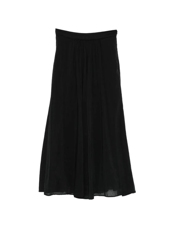 Silk cotton voile midi skirt, black