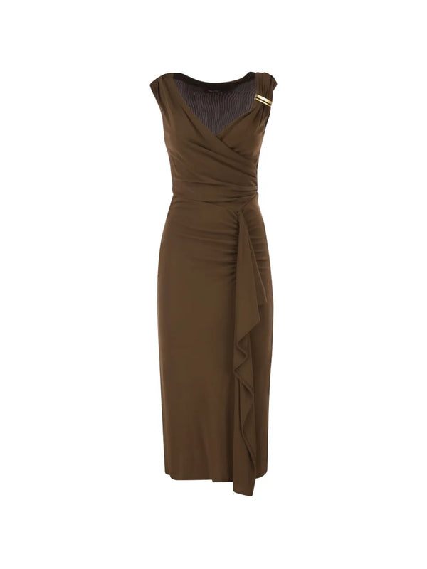 Aureo jersey midi dress, kaki