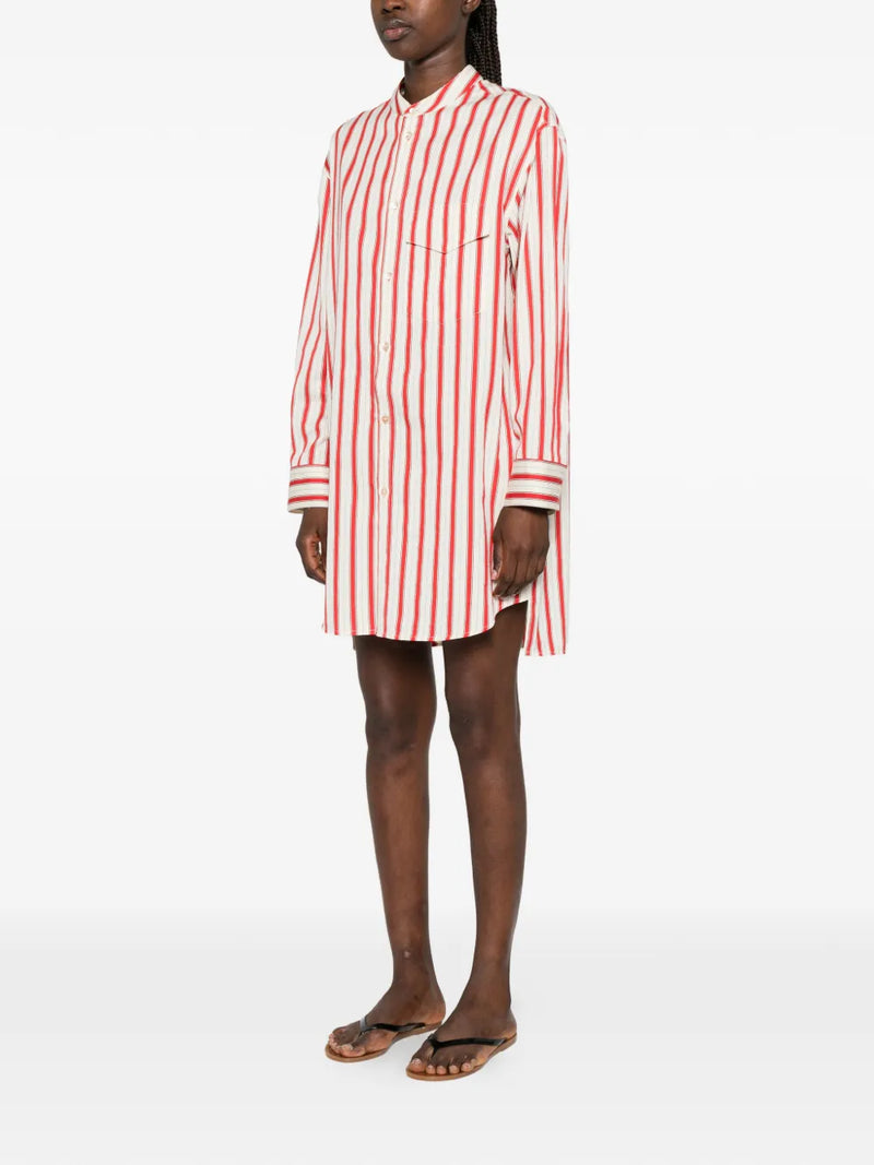 Contemporary cotton pinstripe oversize shirt, red