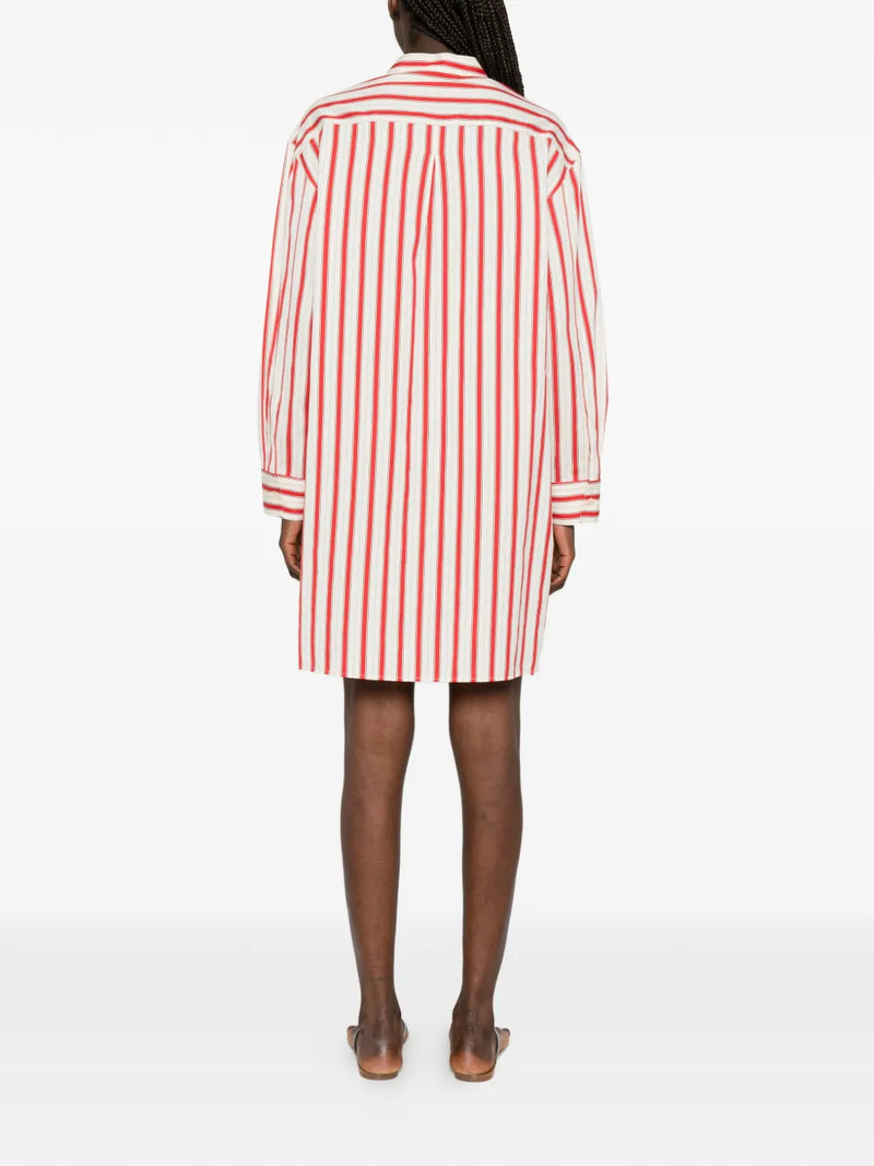 Contemporary cotton pinstripe oversize shirt, red