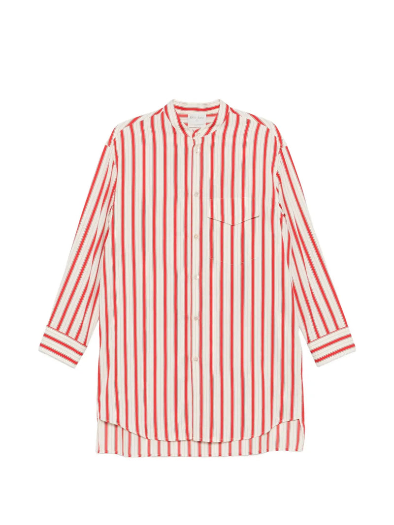 Red and white striped shirt on a white background