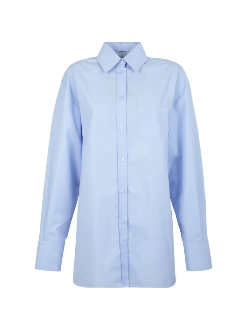 Nespola back plissé-pleated overshirt, light blue