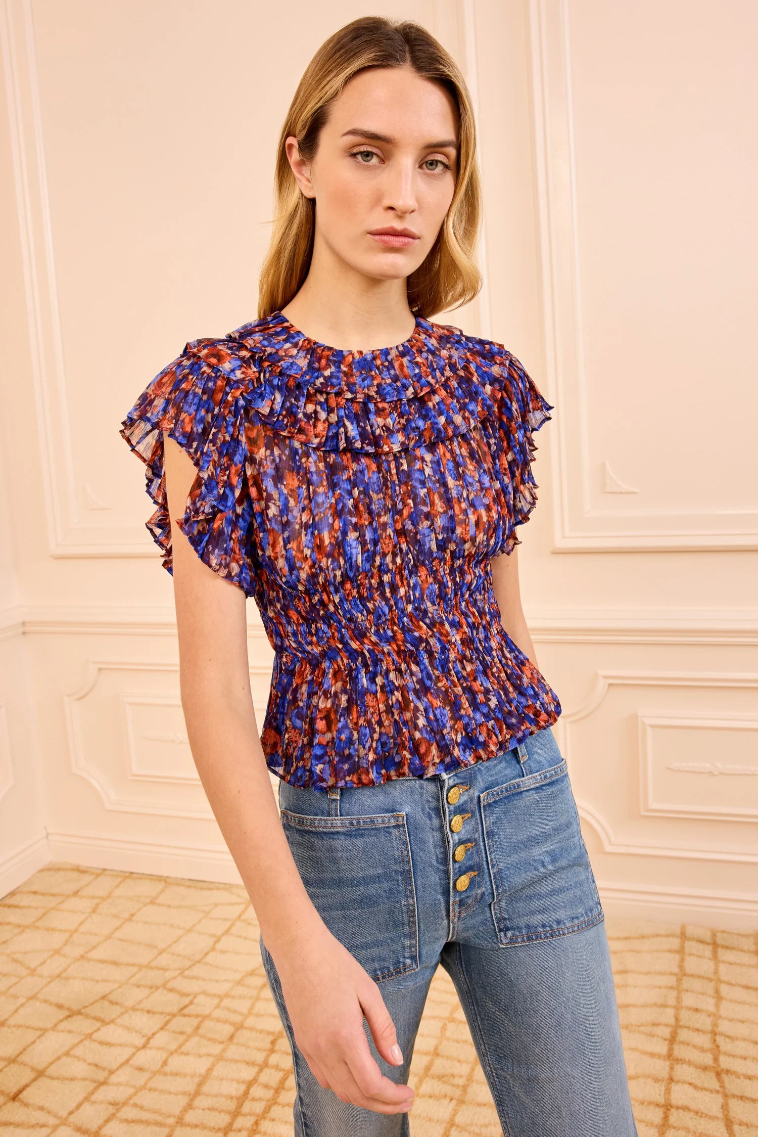 Athene silk top, violet