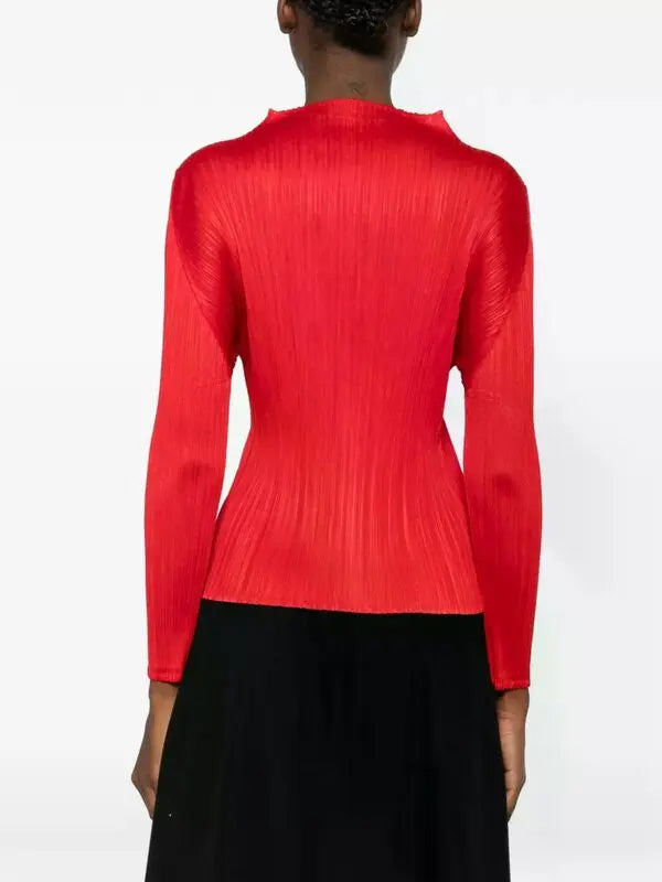 Long sleeve mock neck t-shirt, red