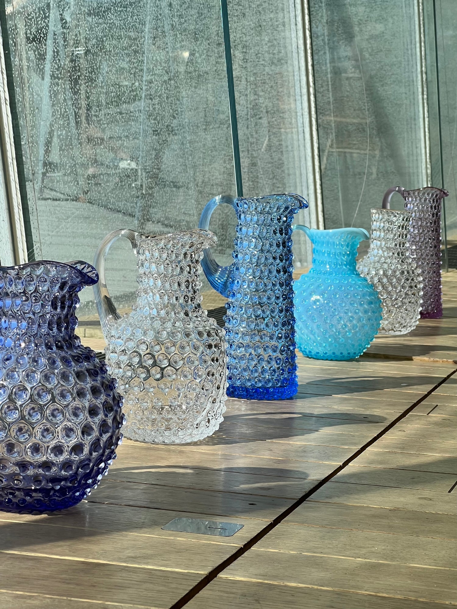 Opaline Paris hobnail jug (2 L), Pastel Blue