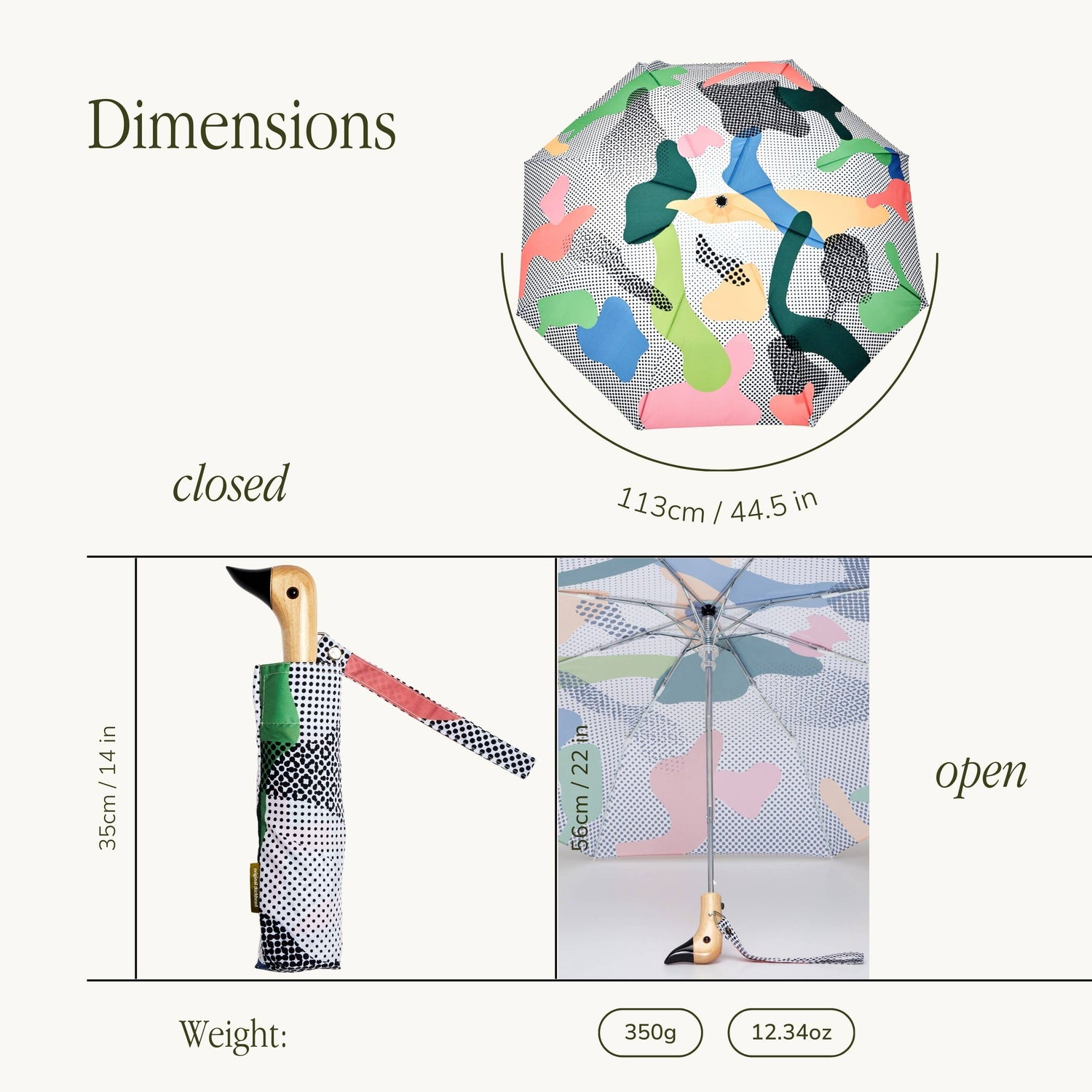 Dots print duck umbrella, multi