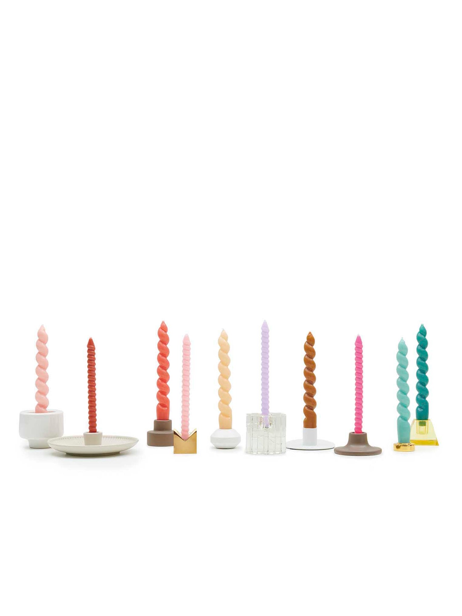 Spiral candle, coral (18,5 cm)
