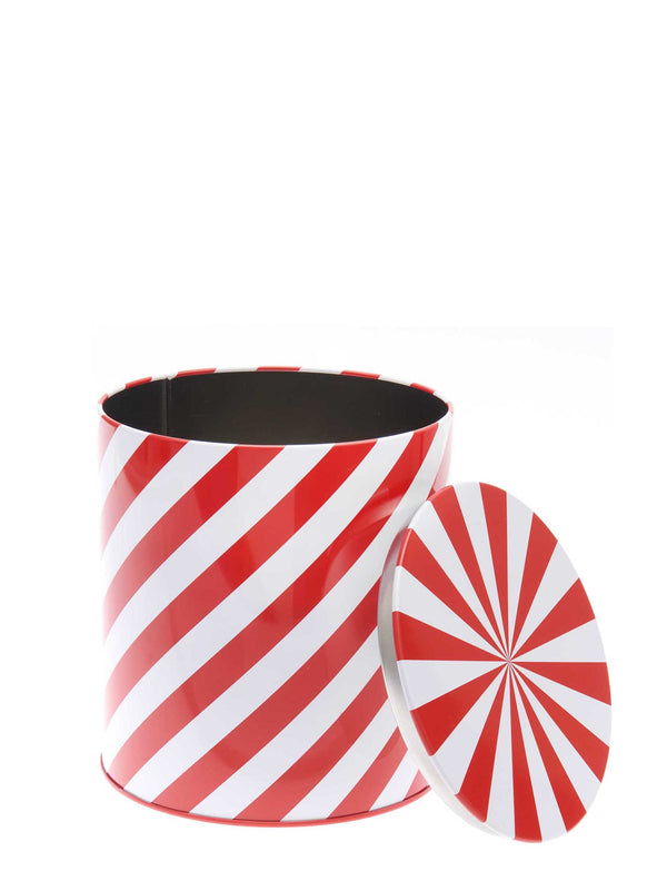 Cookie jar candy stripes, red-white (15 cm)