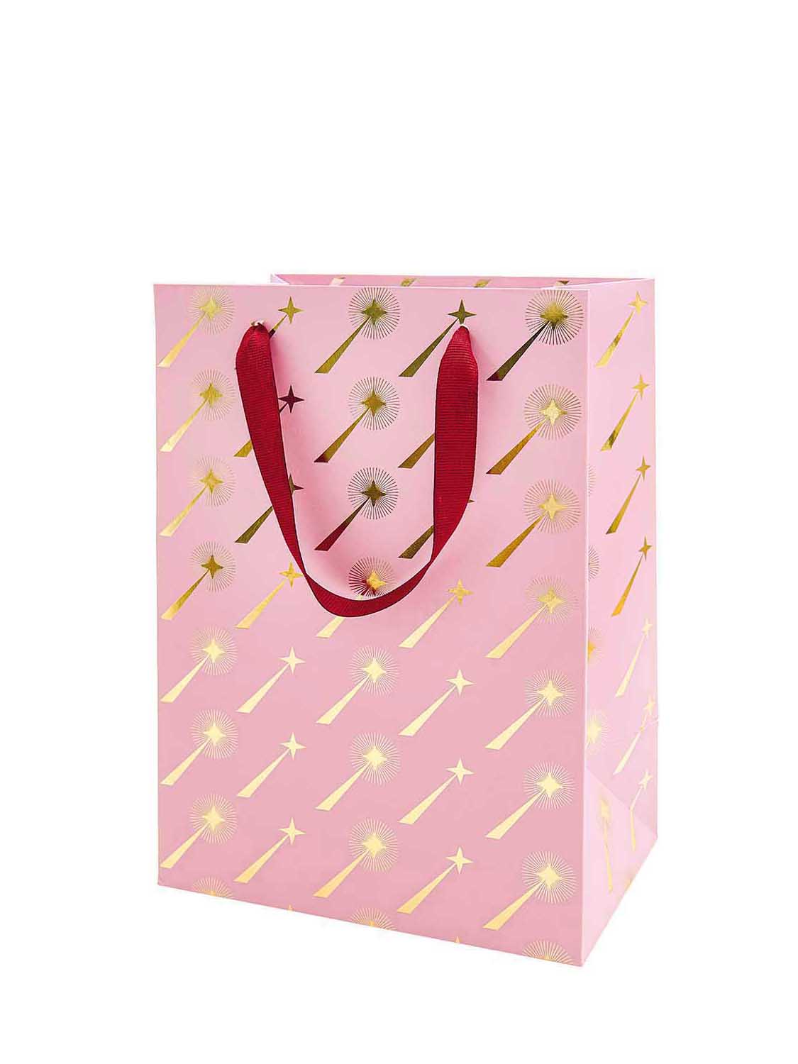 Shooting stars gift bag, pink (M)