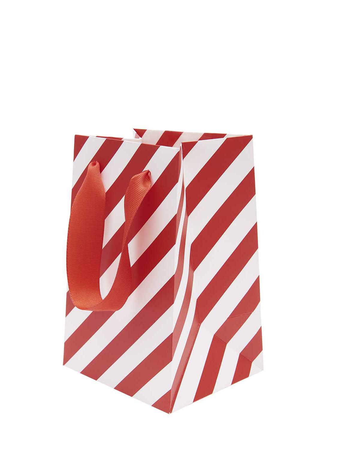 Stripes gift bag, red/white (XS)