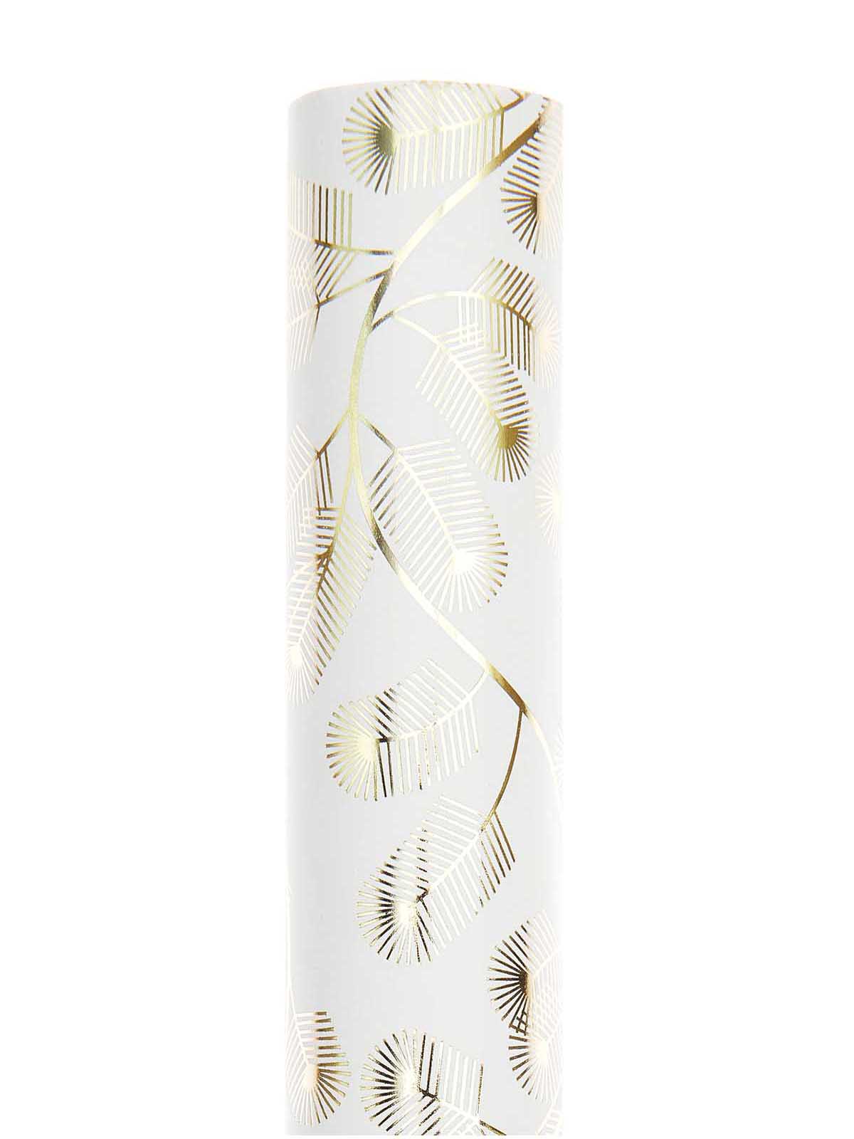 Fir Branches Wrapping paper, white/gold