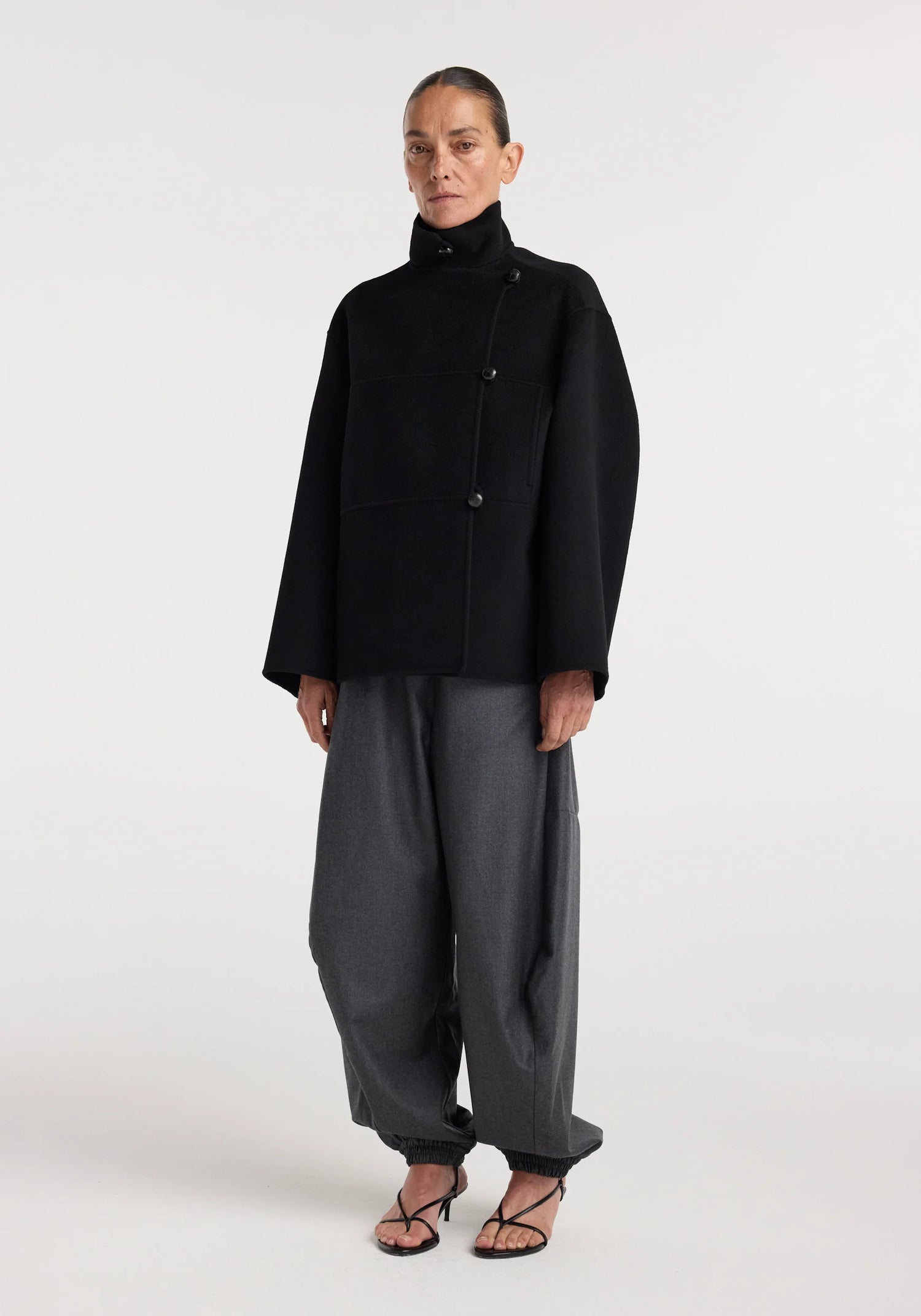 Double-faced wool jacket, black