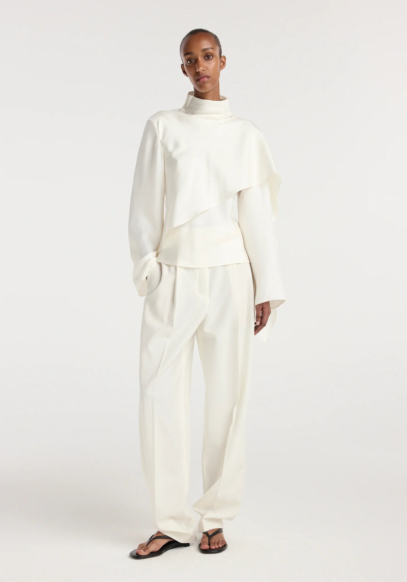 Silk foulard top, ivory