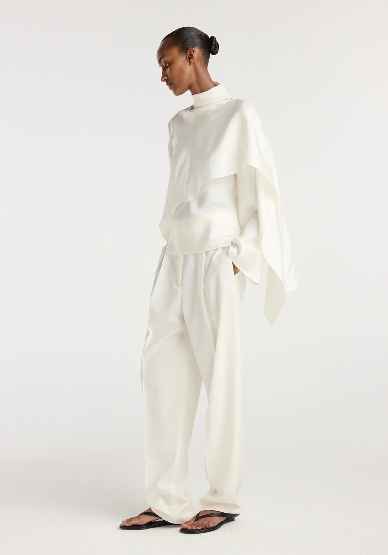 Silk foulard top, ivory