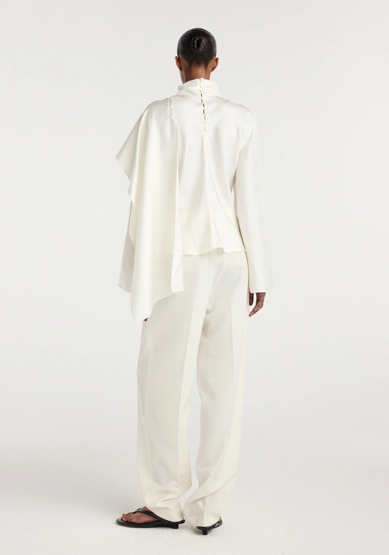 Silk foulard top, ivory