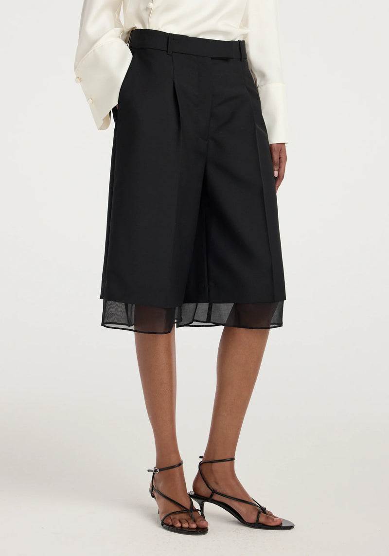 Organza lined shorts, black