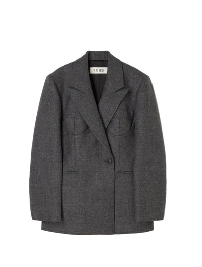 Cup detailed blazer, grey melange