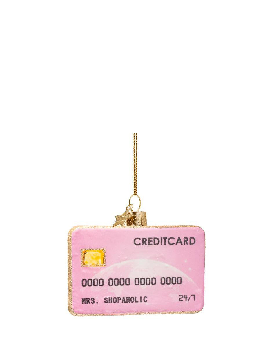 Pink credit card glass ornament