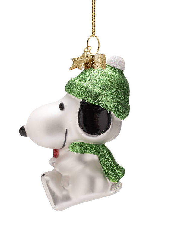 Snoopy glass ornament with Woodstock