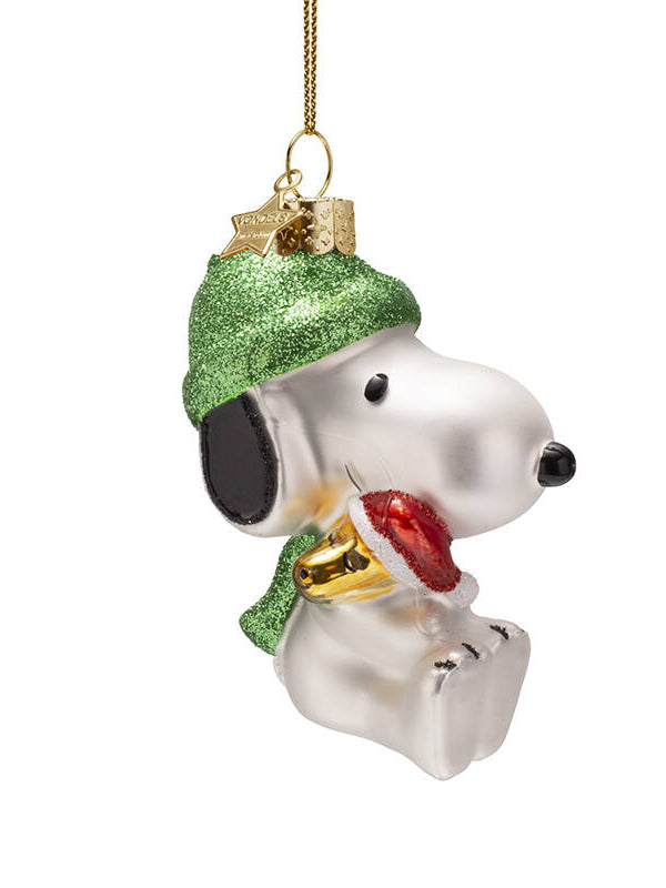 Snoopy glass ornament with Woodstock