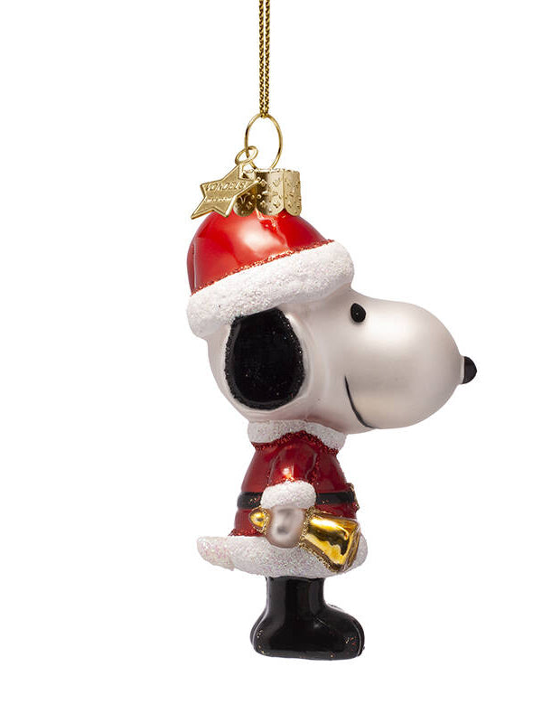 Snoopy glass ornament with Christmas outfit