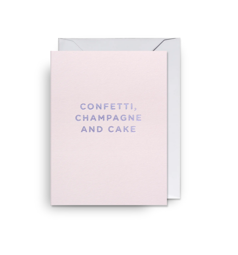 Confetti, champagne and cake mini birthday card