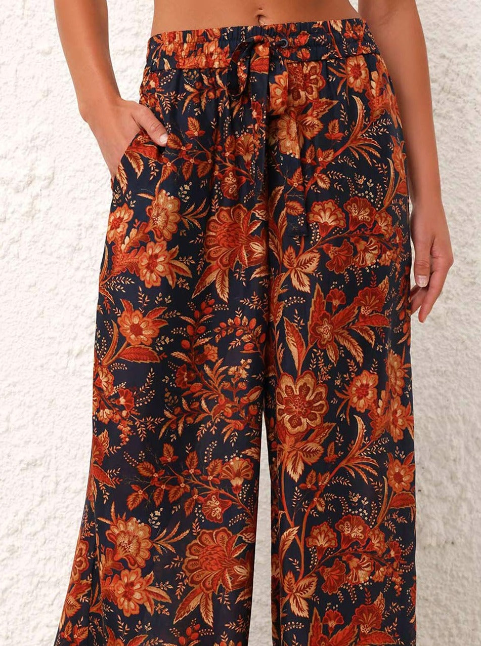 Junie Relaxed Pant, dark navy floral
