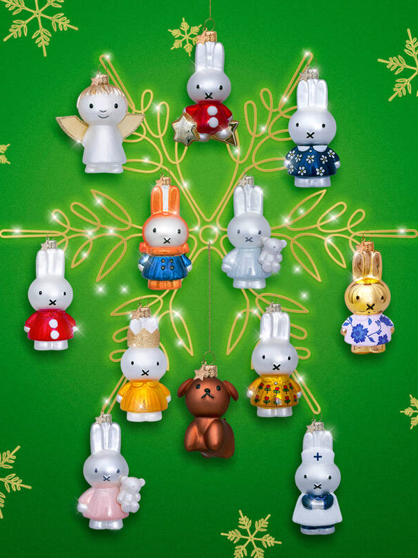 Miffy baby blue glass ornament with bear