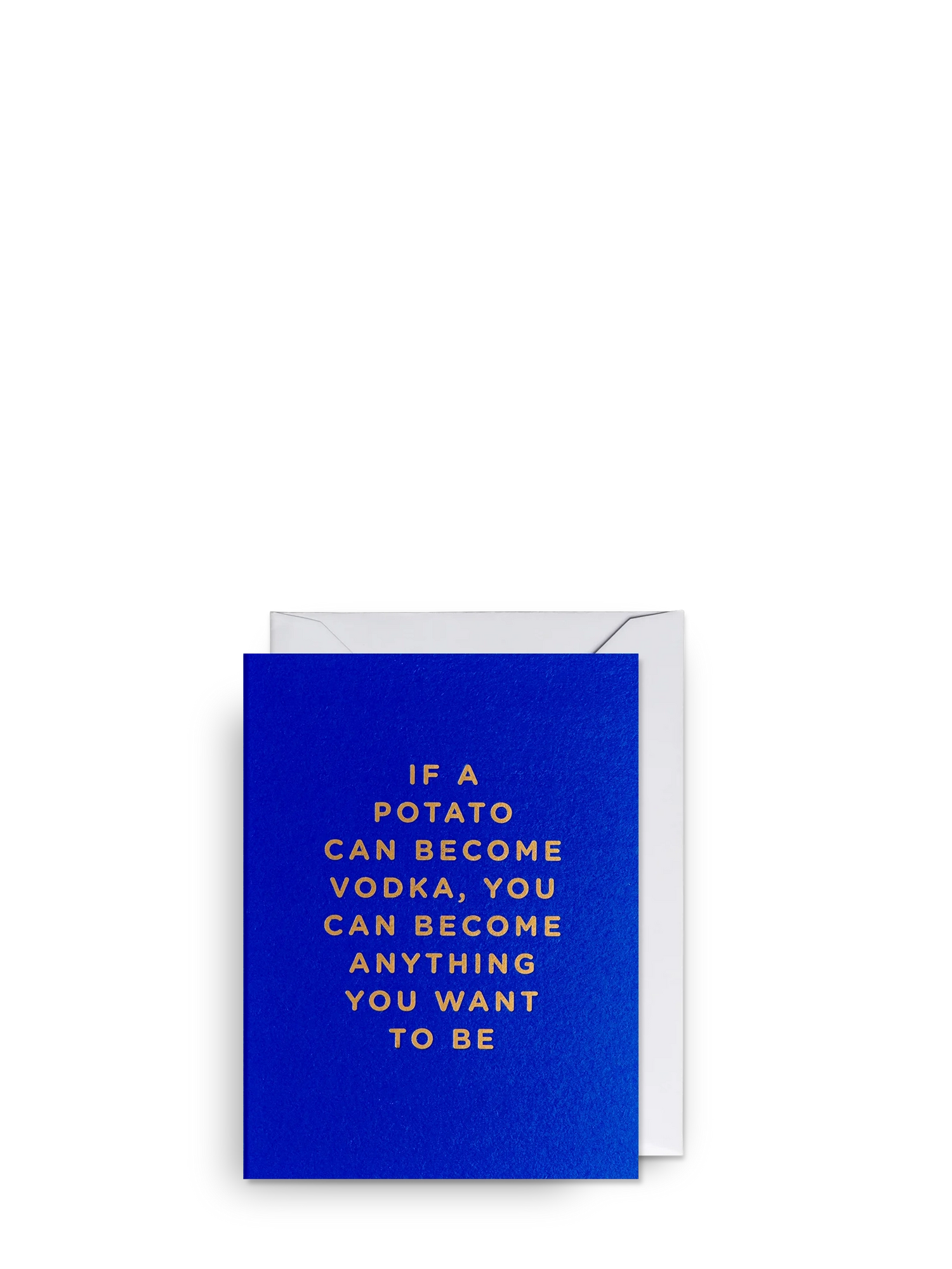 If a potato can vodka shiny blue encouragement mini card by Postco