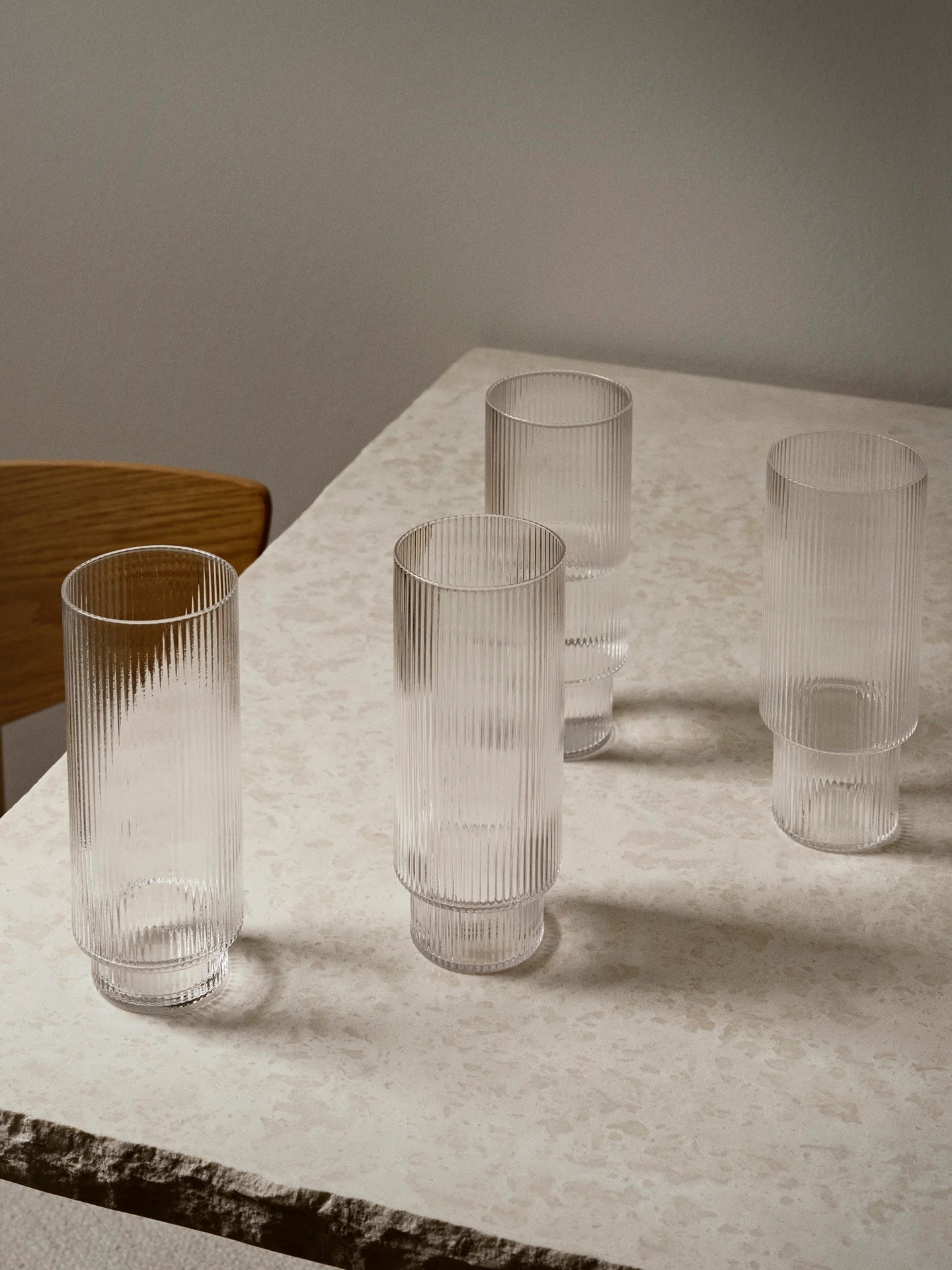 Ripple tall glasses set, clear or smoked grey