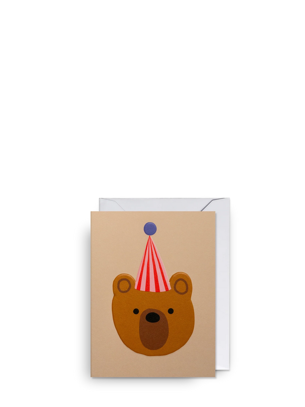 Party hat bear, mini birthday card
