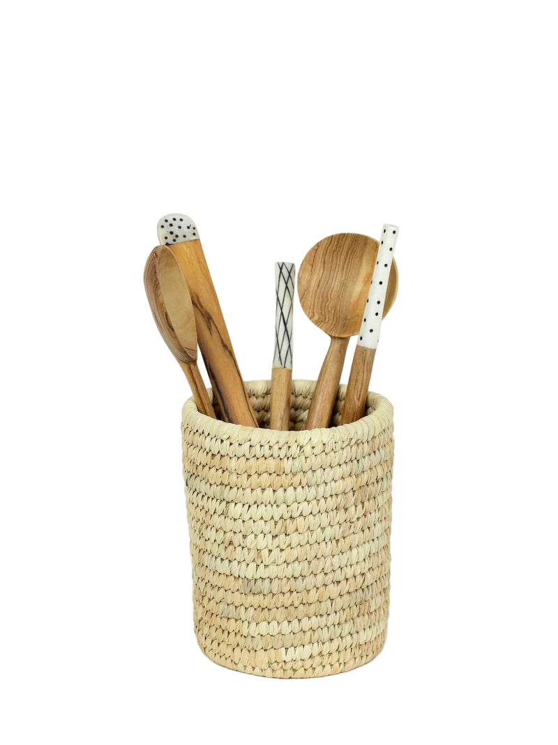 Palm tall cylinder utensil pot, natural