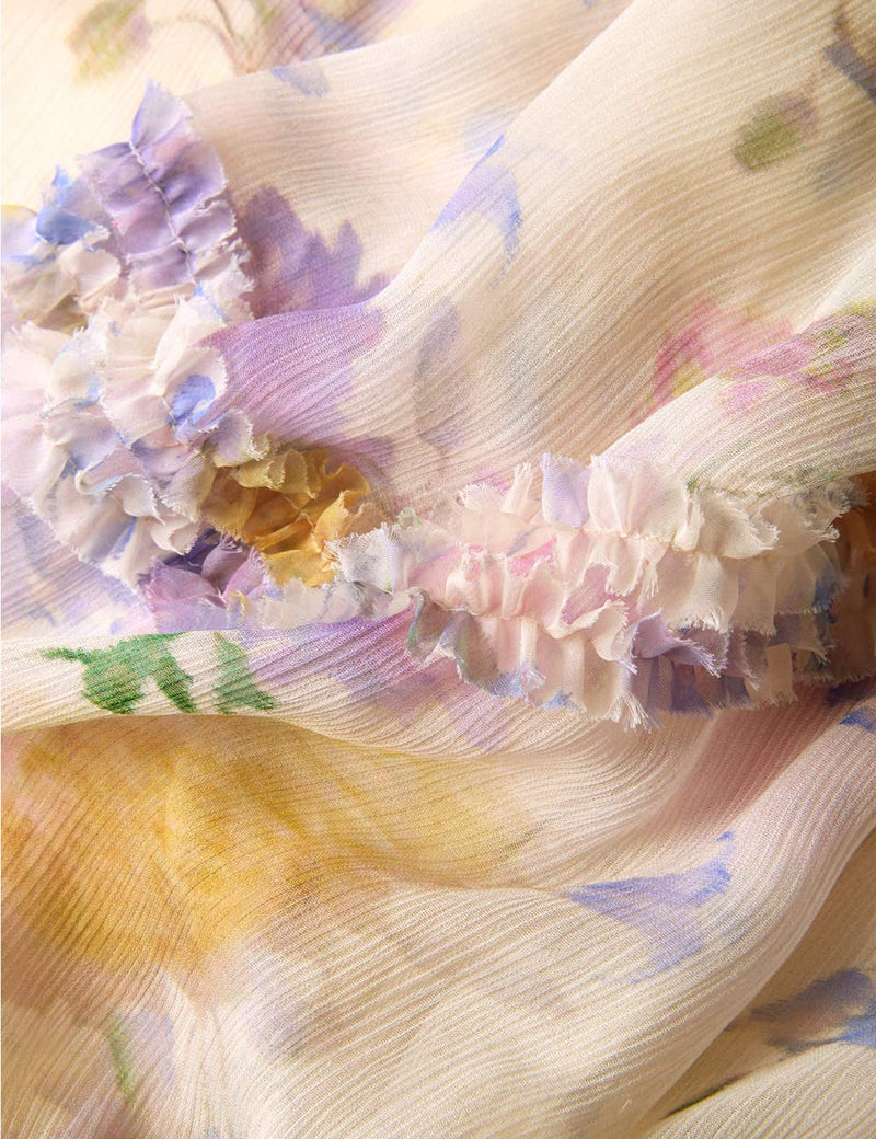 Luna ruffle billow blouse, cream-dahlia