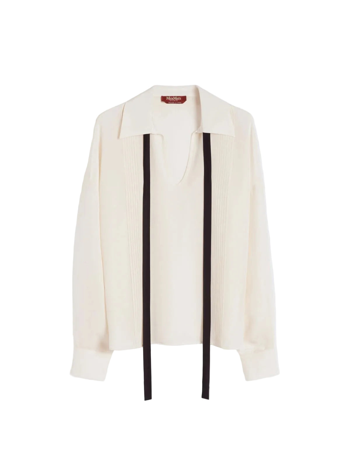 Colono long sleeved silk crepe shirt, beige