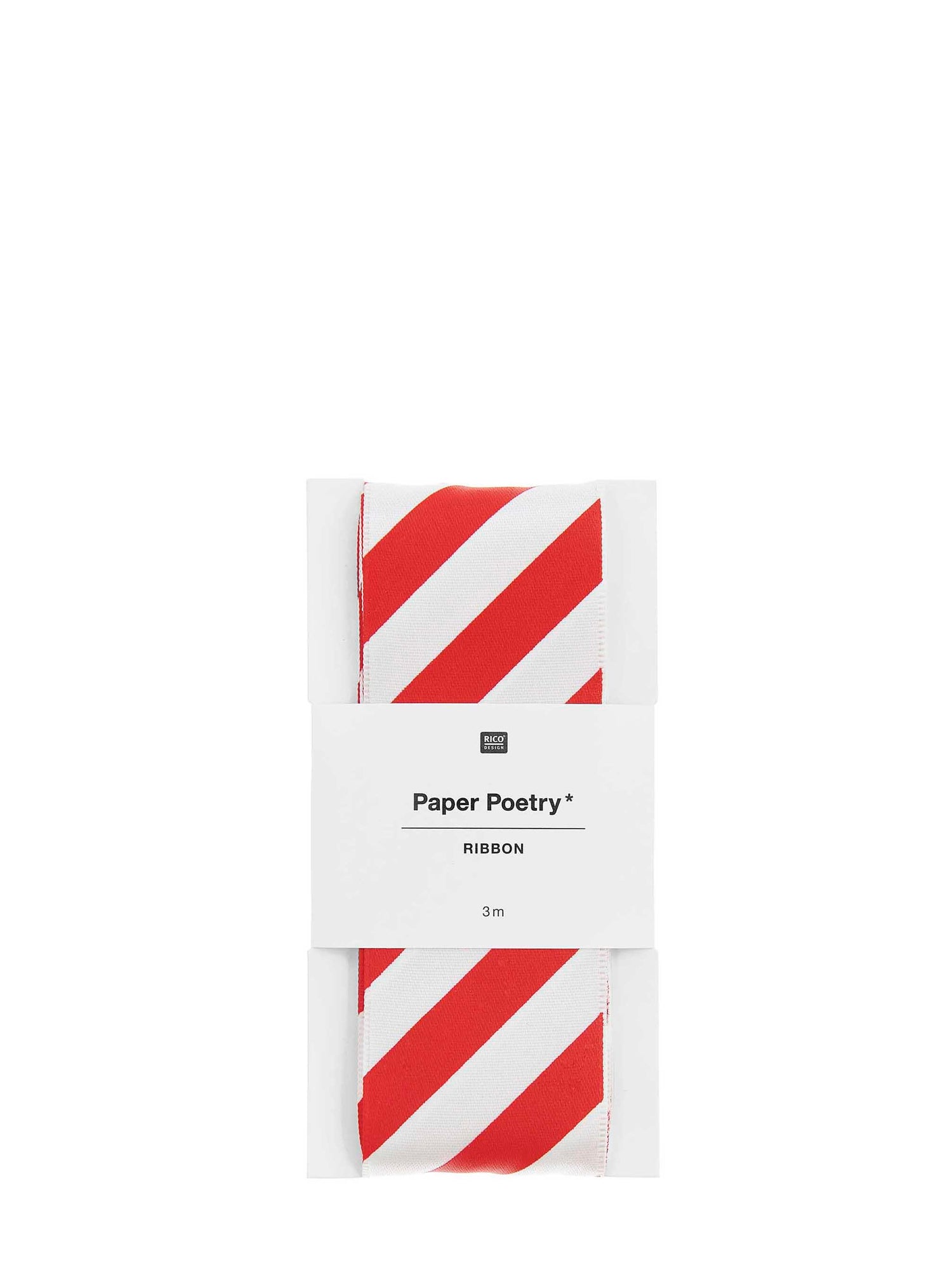 Polyester ribbon stripes, red/white, 38 mm x 3 m