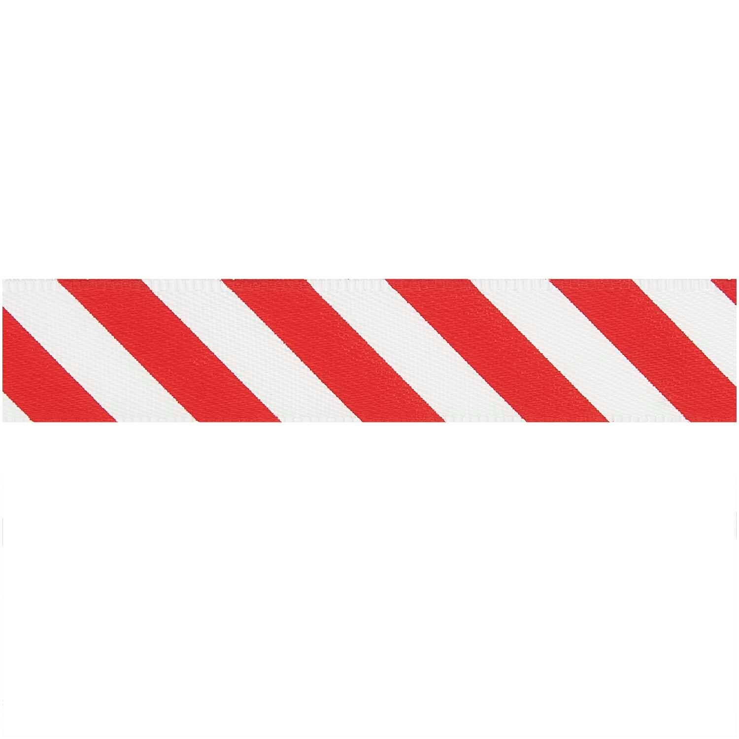 Polyester ribbon stripes, red/white, 16 mm x 3 m