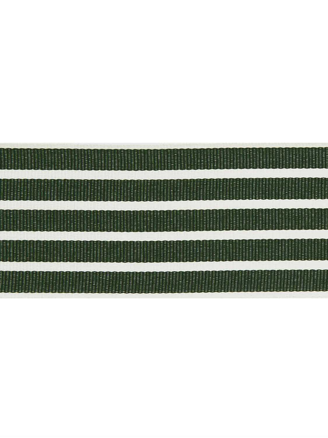 Woven ribbon stripes, green/off-white, 38 mm x 3 m
