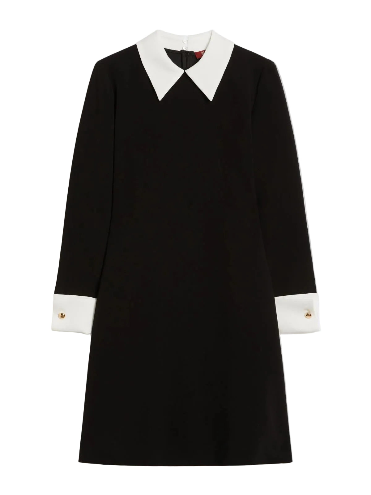 Bravo collar dress, black with white collar & cuffs