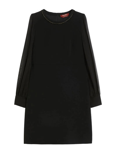 Volto dress with sheer sleeves, black