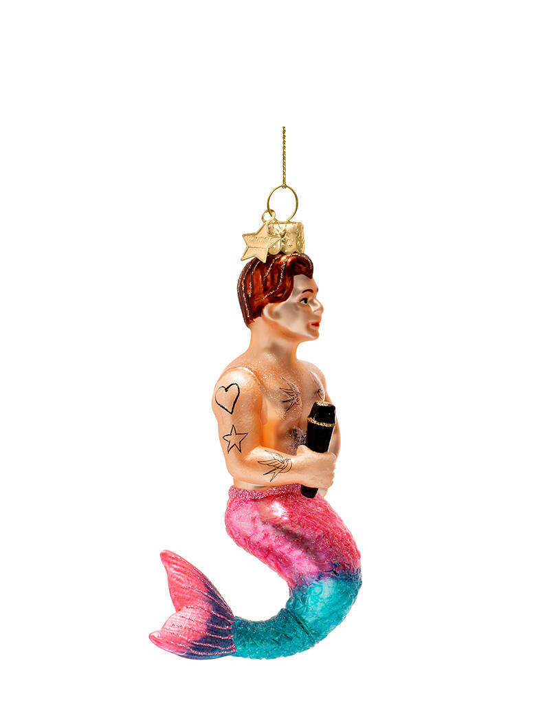 Merman glass ornament