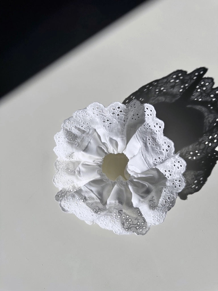 Broderie Anglaise Lace Scrunchie