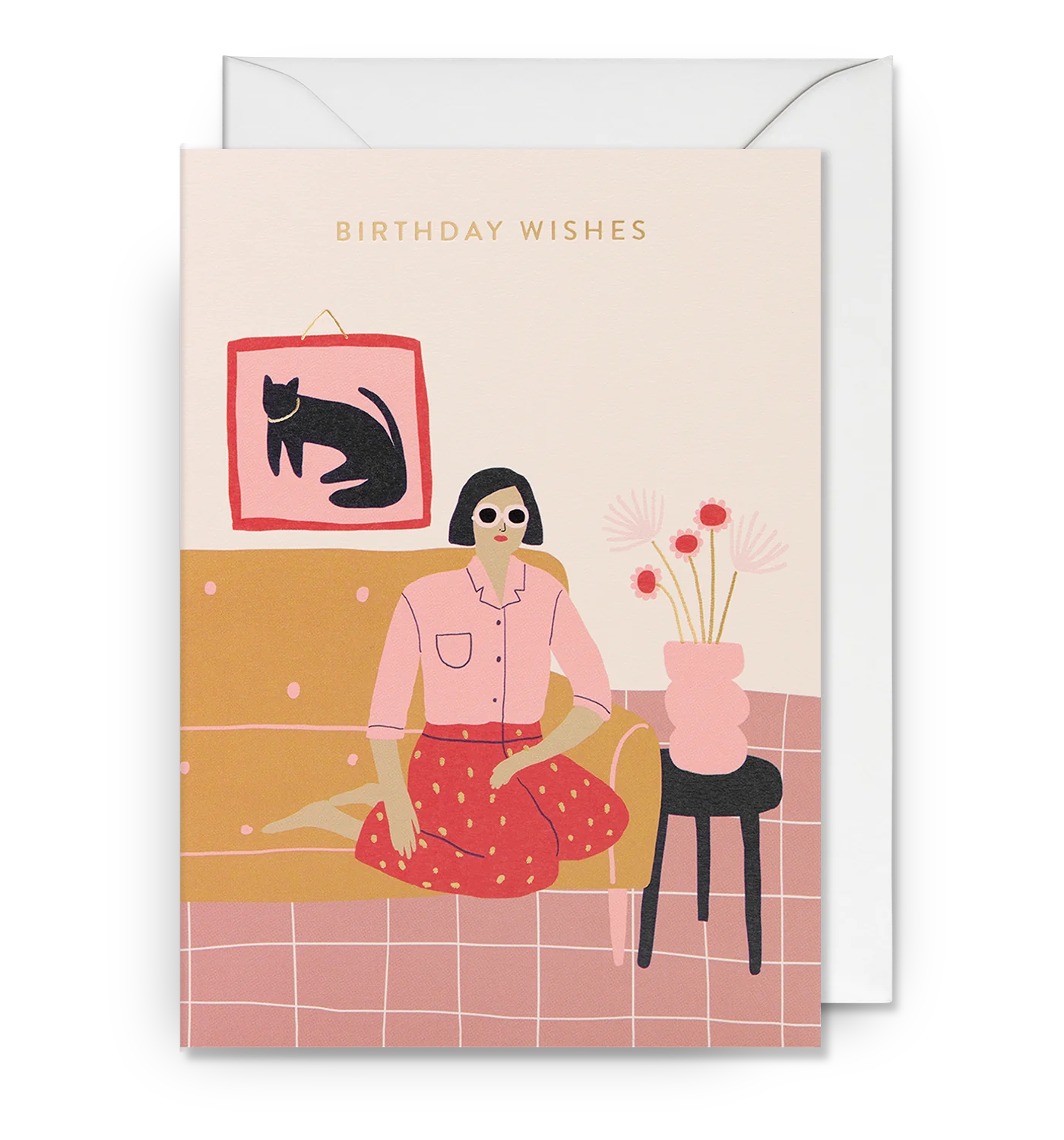 Pink Lounge Birthday Wishes Card by Jennifer Bouron