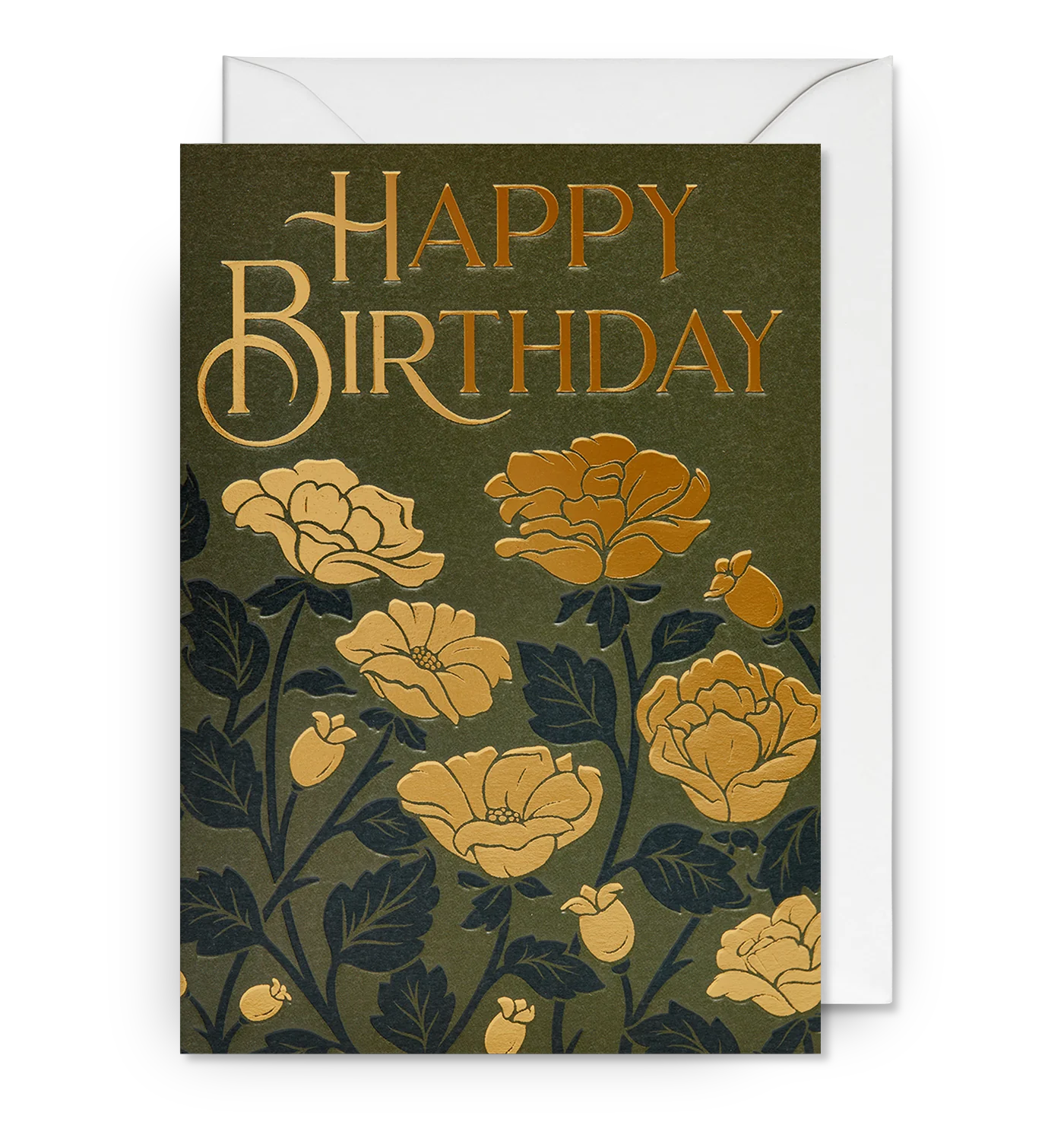 Decorative Flowers Gold Foiled Birthday Card by Tobias Saul