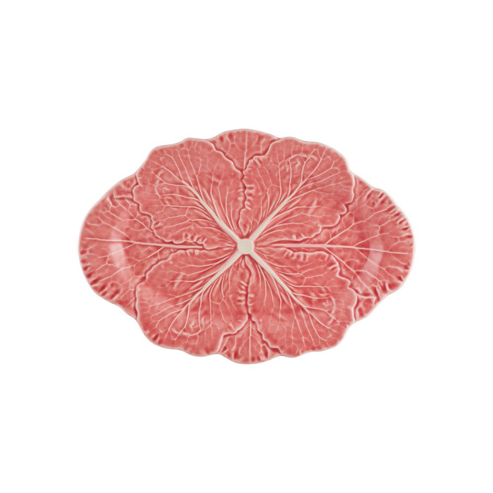 Cabbage small oval platter, pink