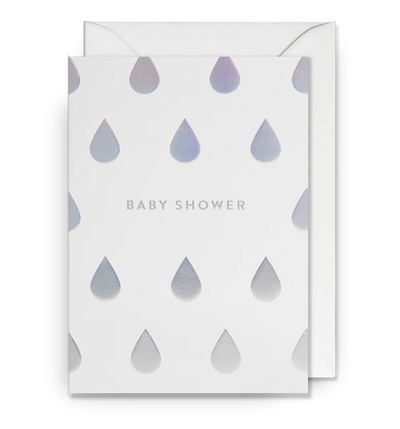 Silver Raindrops Baby Shower Card