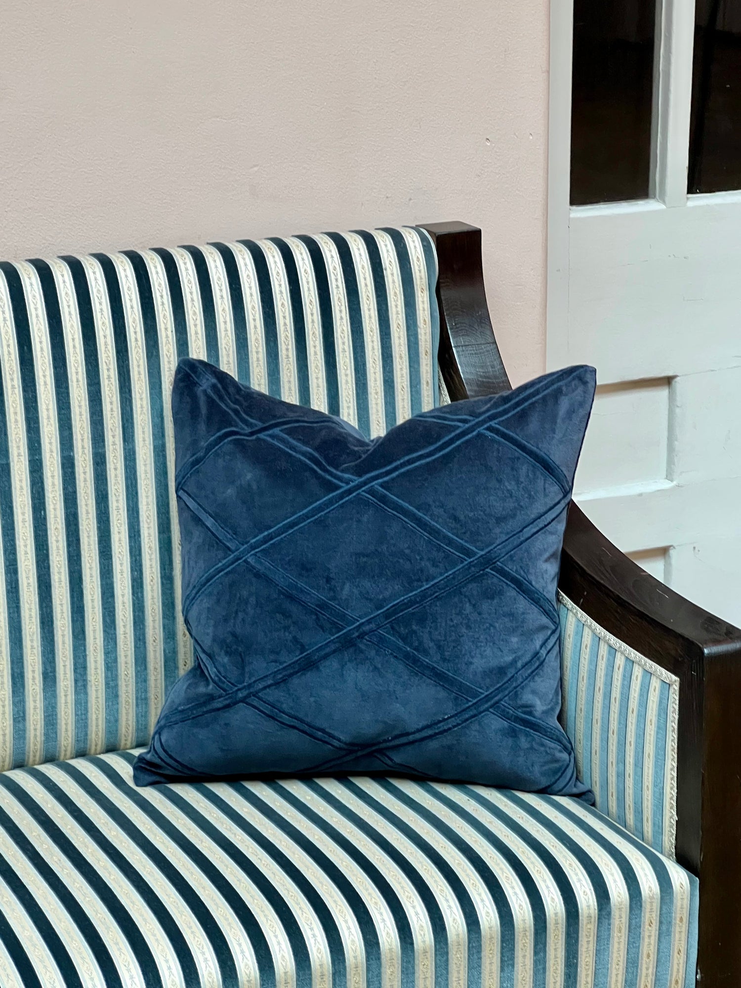Orissa Velvet Cushion Cover (50x50cm), Sea Blue