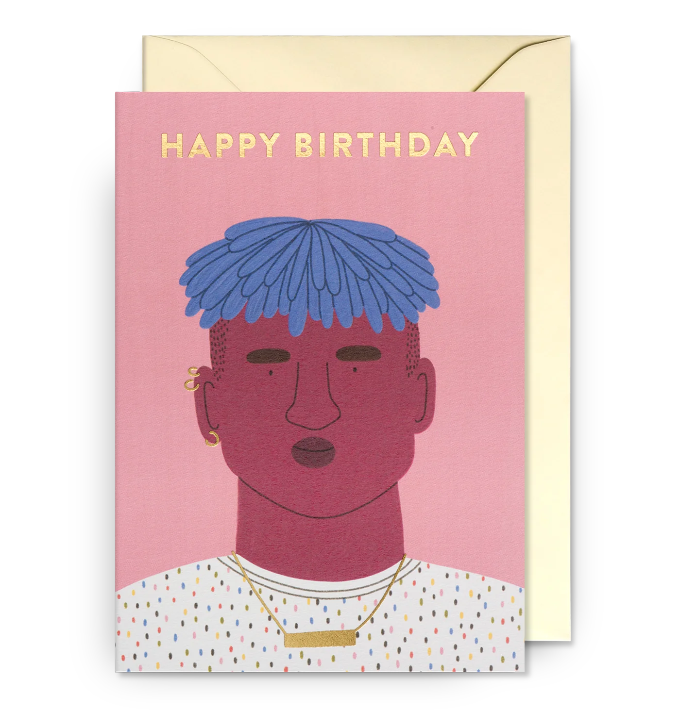 Birthday Babe Portrait on Pink Background Birthday Card by Molly Egan