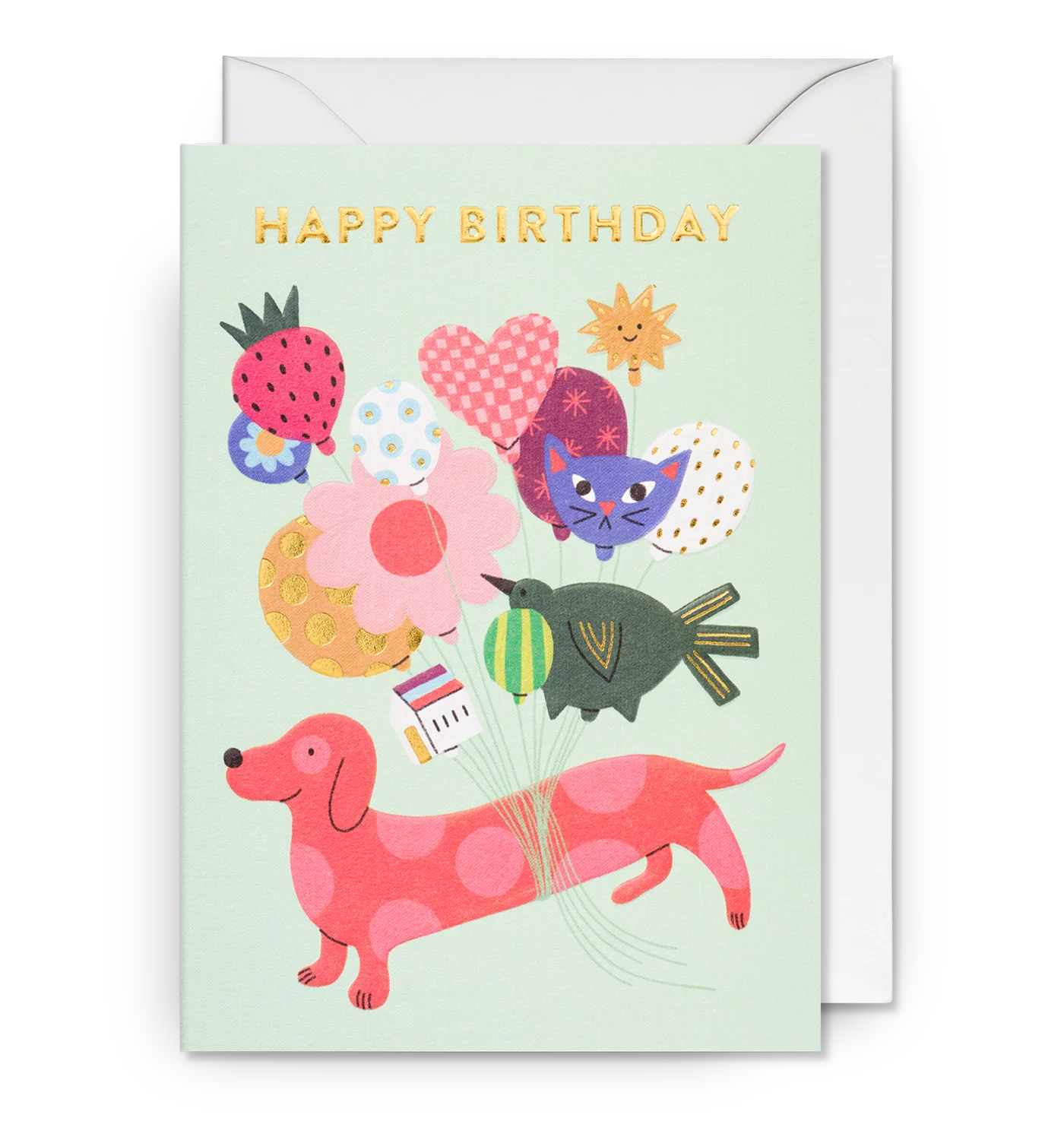 Balloon Dachshund Birthday Card